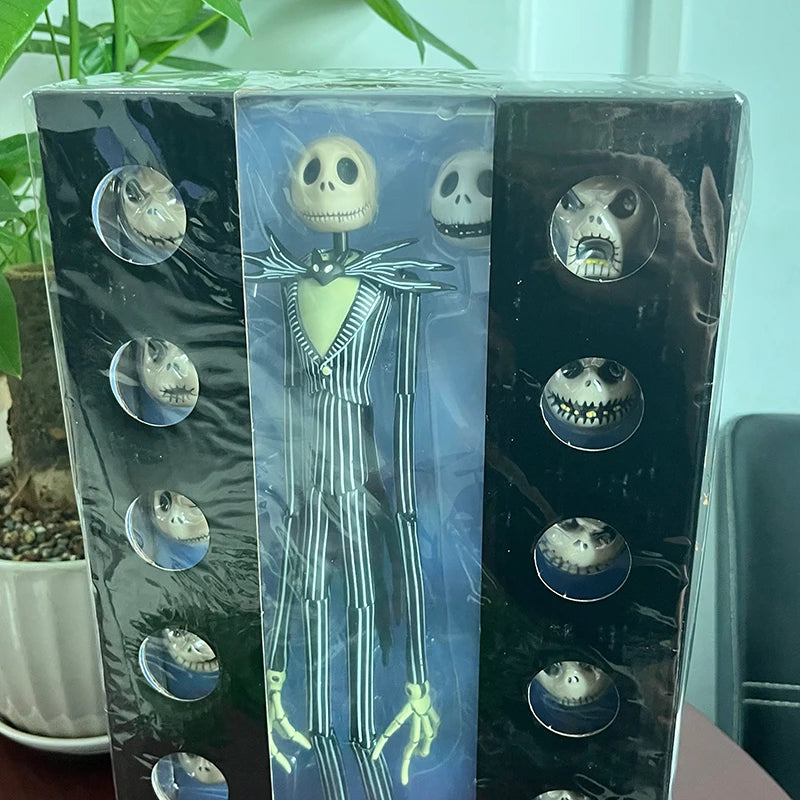 The Nightmare Before Christmas Jack Skellington Action Figure, 12 Face Jack Chair, Special Version Model Toy, Hmatte en Present