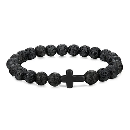 Bracelets de Prière en Pierre Naturelle pour Homme et Femme, Chapelet en Bois, Hématite, Croix, Onyx, Méditation, Yoga, Bijoux, Zones Me Pulsera