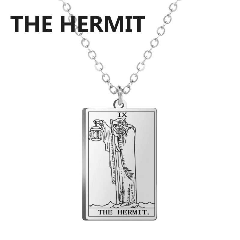 Dawapara – collier de cartes de Tarot pour femmes, en acier inoxydable, amulette de richesse, Tarot classique, arcanes majeurs, bijoux de Divination