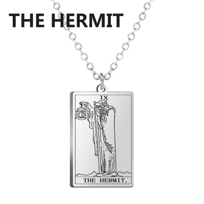 Dawapara – collier de cartes de Tarot pour femmes, en acier inoxydable, amulette de richesse, Tarot classique, arcanes majeurs, bijoux de Divination