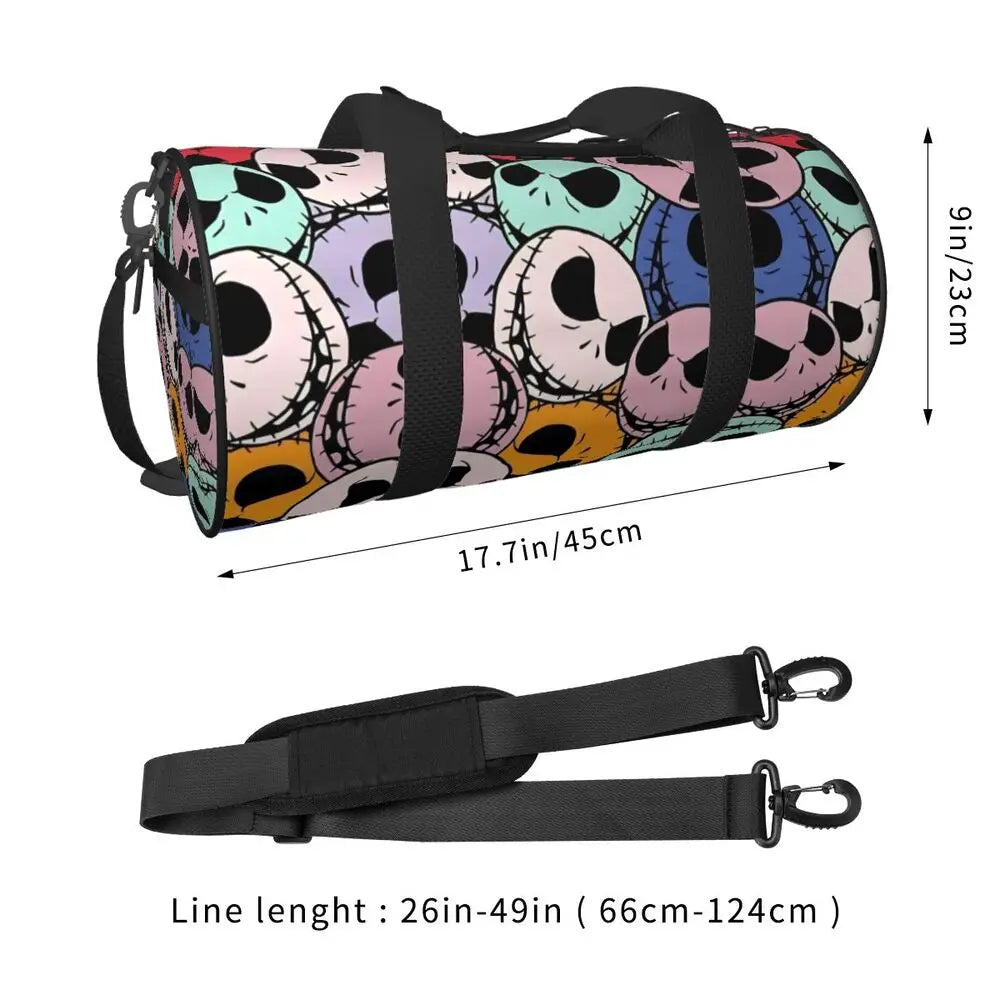Sac fourre-tout de plage personnalisé Jack Skellington pour femmes, squelette vivant, grand compartiment, sacs de voyage pour salle de sport et plage