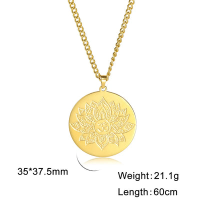 EUEAVAN Yoga Lotus Ohm symbole pendentif collier hindou bouddhiste chaîne en acier inoxydable méditation spirituelle religieux bijoux cadeaux