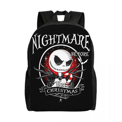 Sac à dos de voyage personnalisé citrouille King Jack Skellington souriant, sac à livres pour ordinateur d'école, le cauchemar avant noël
