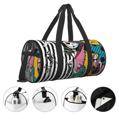 Sac fourre-tout de plage personnalisé Jack Skellington pour femmes, squelette vivant, grand compartiment, sacs de voyage pour salle de sport et plage