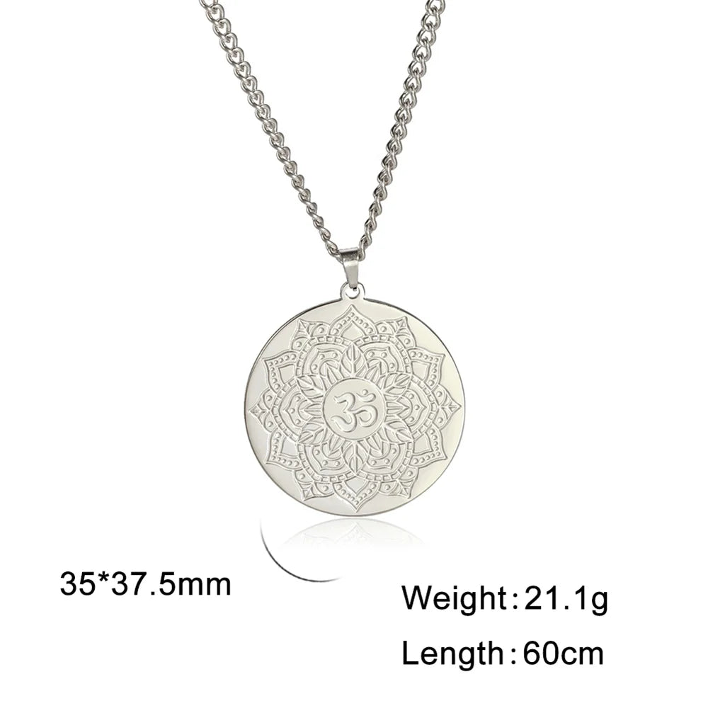 EUEAVAN Yoga Lotus Ohm symbole pendentif collier hindou bouddhiste chaîne en acier inoxydable méditation spirituelle religieux bijoux cadeaux