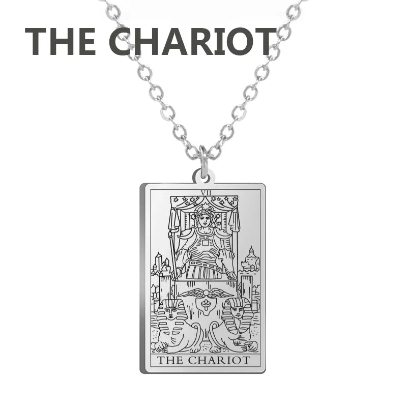 Dawapara – collier de cartes de Tarot pour femmes, en acier inoxydable, amulette de richesse, Tarot classique, arcanes majeurs, bijoux de Divination