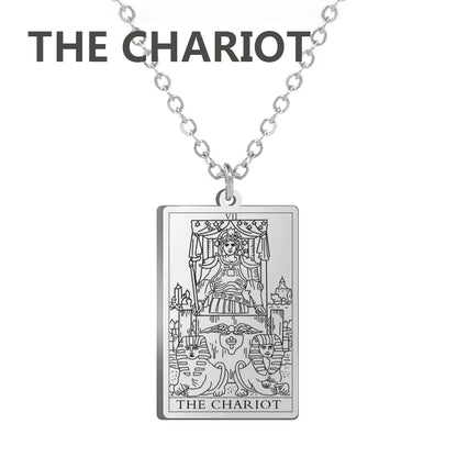 Dawapara – collier de cartes de Tarot pour femmes, en acier inoxydable, amulette de richesse, Tarot classique, arcanes majeurs, bijoux de Divination