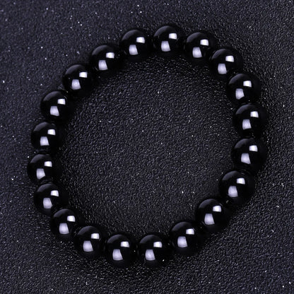 Bracelets bouddhistes tibétains en obsidienne noire pour hommes et femmes, amulette de bénédiction de prière, porte-bonheur, bijoux de médition, 4/6/8/10/12/14/16/18mm