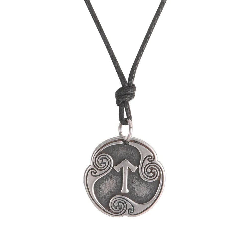 EUEAVAN rétro mystérieux Runes collier Viking bijoux corde chaîne réglable colliers en acier inoxydable pendentif amulette bijoux