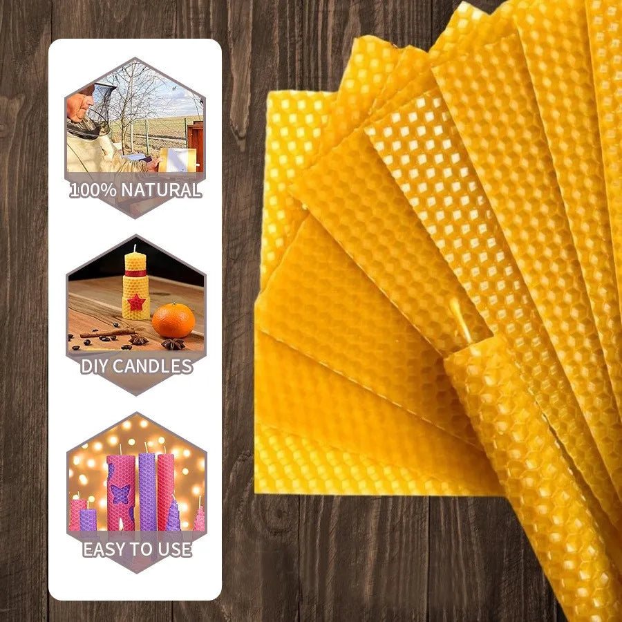 Feuilles de cire d'abeille, 10/20/30 pièces, fabrication de bougies, Kits artisanaux de bricolage, fabricant de bougies au miel, feuilles de fond de teint en nid d'abeille pour l'apiculture