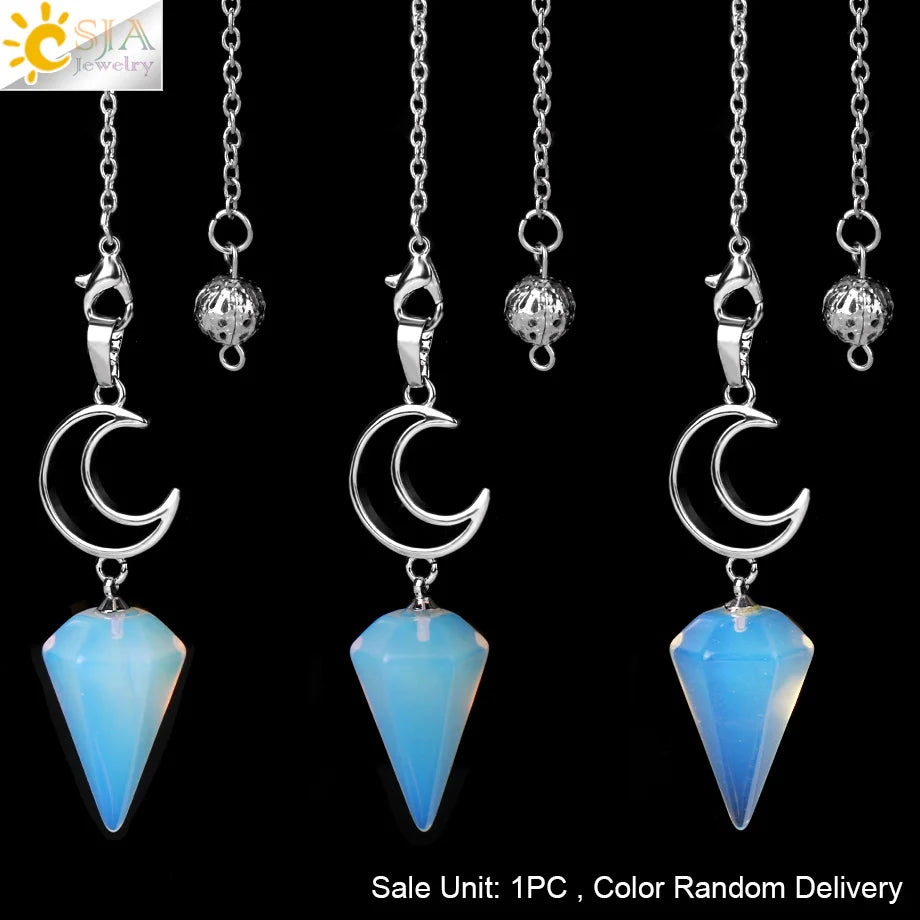 Pendule en cristal spirituel pour Divination, ésotérisme, lune de guérison, pendentif cône en pierre naturelle, Quartz rose, radiesthésie S9