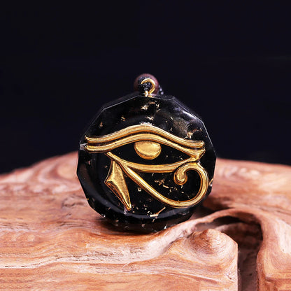 Oeil de Ra Horus Orgonite pendentif obsidienne Reiki Quartz Reiki cristal de guérison collier d'énergie réglable égyptien ancien