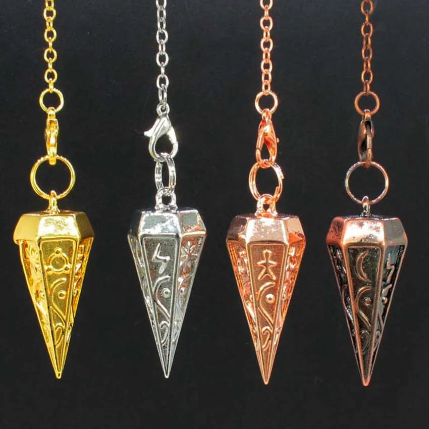 Pendule Rune en métal de cuivre pour la radiesthésie, pendentif antique spirituel, équilibrage du corps, guérison Chakra, Reiki