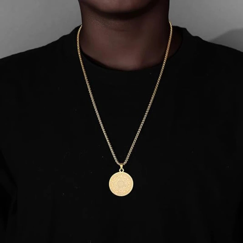 Collier en acier inoxydable pour hommes, amulette spirituelle, sceau des 7 archanges, Michael, bijoux de déclaration