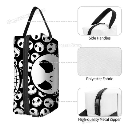 Sac à cosmétiques le cauchemar avant noël pour filles, pochette de maquillage Jack Skellington, organisateurs portables, étui de maquillage, cadeau pour femmes