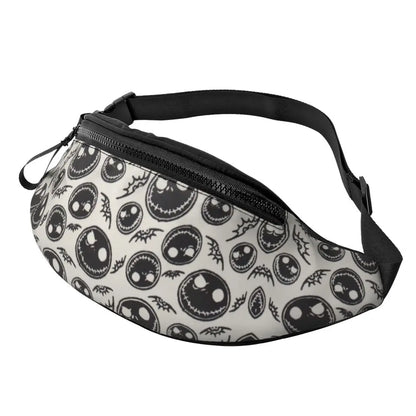 Sac Banane Personnalisé L'Étrange Noël de Monsieur Jack, Sacoche à Bandoulière pour Voyage, Randonnée, Téléphone, Poudres d'Argent