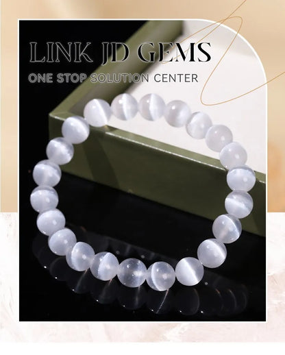JD – Bracelet de perles en pierre de sélénite blanche naturelle pour hommes et femmes, 100% véritable pierre ronde en gypse, extensible, 6, 8, 10mm, cadeau de Yoga minéral