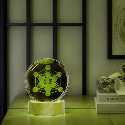1 gravure laser 3D ‌ ‌ ‌ ‌ ‌ ‌ ‌   Metatron, veilleuse boule de cristal, décoration moderne en verre poli, Noël, Halloween, Merci