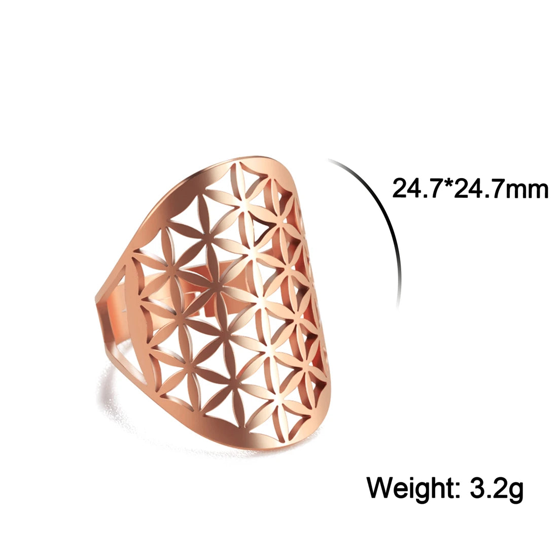 EUEAVAN – bague fleur de vie en acier inoxydable, géométrie sacrée archange Metatron, amulette réglable, bijoux cadeau, vente en gros