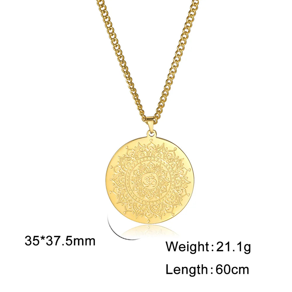EUEAVAN Yoga Lotus Ohm symbole pendentif collier hindou bouddhiste chaîne en acier inoxydable méditation spirituelle religieux bijoux cadeaux