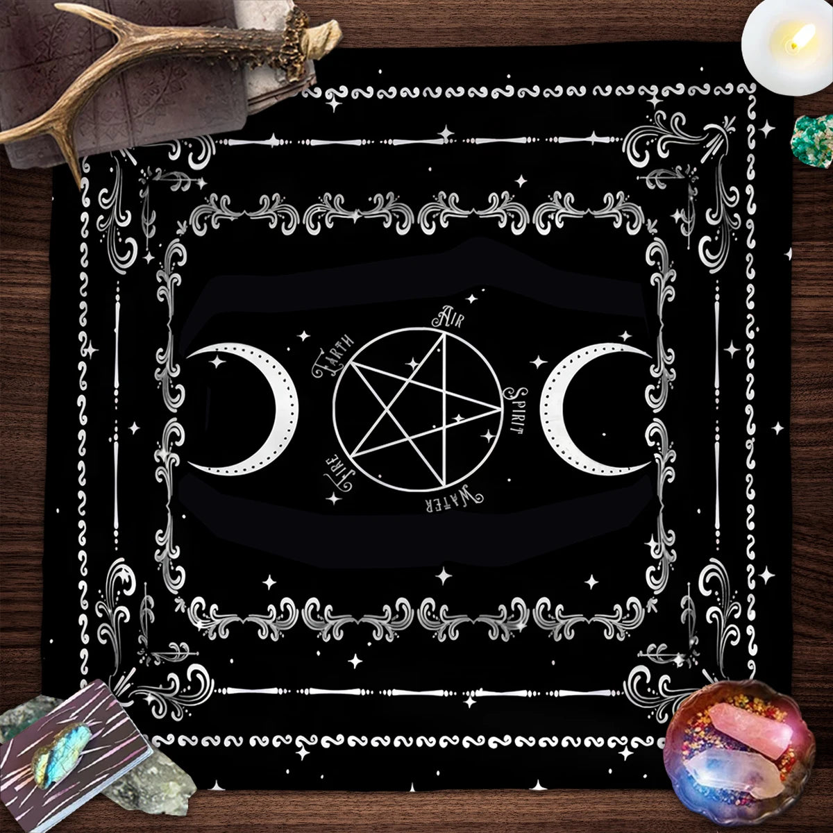 Couverture de Table de Tarot en tissu d'autel, douze Constellations étoilées, amour carrière, carte Oracle, nappe de Table de Tarot de lune, Divination