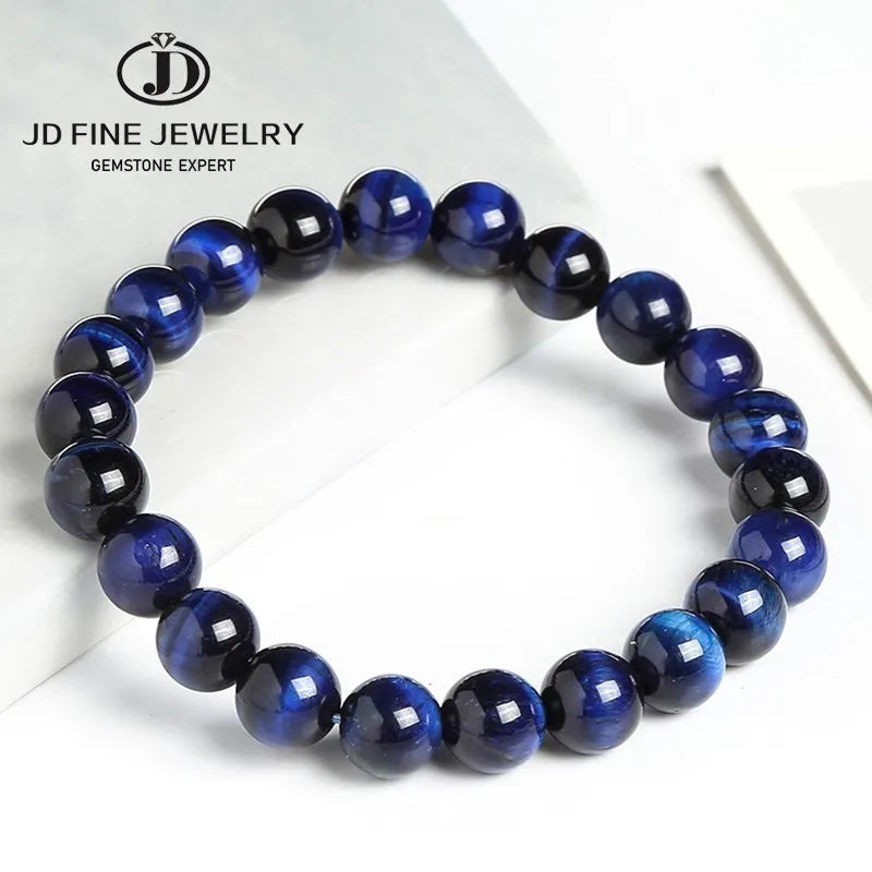 JD pierre naturelle bleu oeil de tigre Bracelets de perles femmes hommes Reiki guérison Yoga méditation bracelets porte-bonheur Pulseras bijoux cadeau