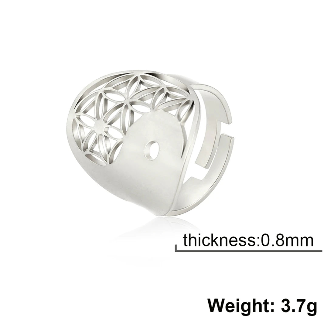 EUEAVAN – bague fleur de vie en acier inoxydable, géométrie sacrée archange Metatron, amulette réglable, bijoux cadeau, vente en gros