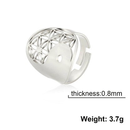 EUEAVAN – bague fleur de vie en acier inoxydable, géométrie sacrée archange Metatron, amulette réglable, bijoux cadeau, vente en gros