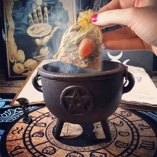 Chaudron à Trois Pieds en Fonte pour Halloween, Pentacle, Sorcière Magique, Nina Ible, Alerte de Table, Pot Brûlant