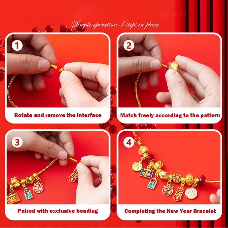 Calendrier de l'Avent du Nouvel An chinois pour filles, bijoux, bracelets à faire soi-même, compte à rebours de 24 jours, cadeaux pour enfants