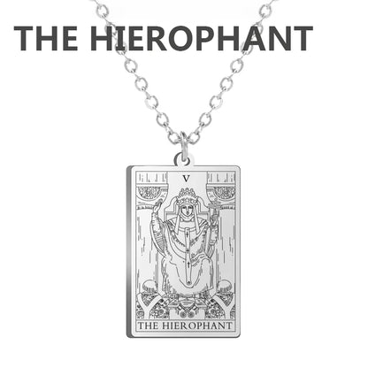 Dawapara – collier de cartes de Tarot pour femmes, en acier inoxydable, amulette de richesse, Tarot classique, arcanes majeurs, bijoux de Divination