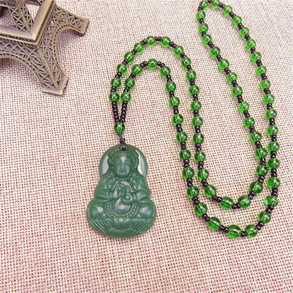 Colliers avec pendentif bouddha noir et vert pour femmes, amulette de Style chinois Maitreya, bijoux, nouveau Style, livraison directe