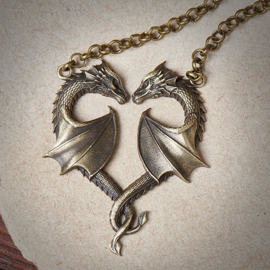 Collier Pterosaurio mystérieux, bijoux Viking, accessoires gothiques, rétro, païen, coeur, dragon, amour, cadeau, tour de cou pour femme et homme