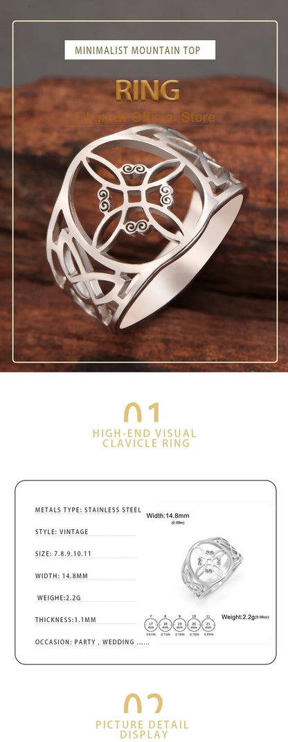 LIKGREAT bague noeud de sorcière pour femmes hommes creux en acier inoxydable bagues celtique Vintage amulette Protection Couple bijoux cadeaux