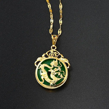 Collier de dragon vert personnalisé pour hommes et femmes, amulette porte-bonheur, accessoires de bijoux, diversifier, dominateur de bon augure