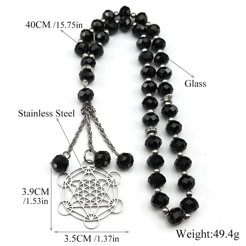 Pendentif de voiture spirituelle fleur de vie Chakra pour femmes et hommes, en acier inoxydable, géométrie sacrée, Cube Metatron, bijoux Salomon, cadeau