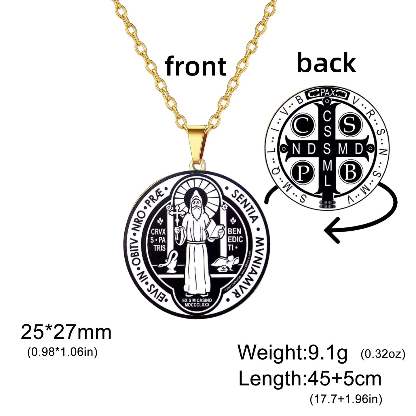 Jeshayuan médaille de Saint benoît avec collier tétragrammaton pendentif pentagramme collier Original noeud de sorcières