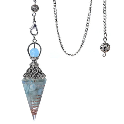 Pendentif pendule esprit pierre naturelle, chaîne en treillis, énergie porte-bonheur, résine Reiki mystérieuse pour la fabrication de bijoux, accessoires colliers