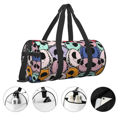 Sac fourre-tout de plage personnalisé Jack Skellington pour femmes, squelette vivant, grand compartiment, sacs de voyage pour salle de sport et plage