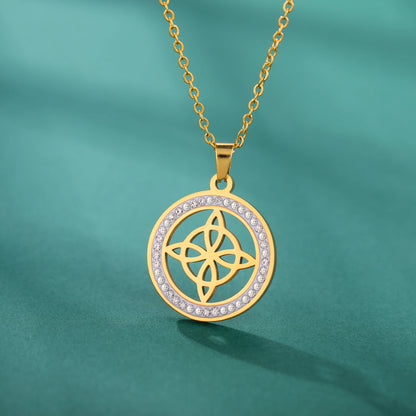Skyrim Collier Nministériels d Sorcière en Acier Inoxydable, Pendentif Rond, Amulette Wicca, Bijoux Cadeau d'Anniversaire
