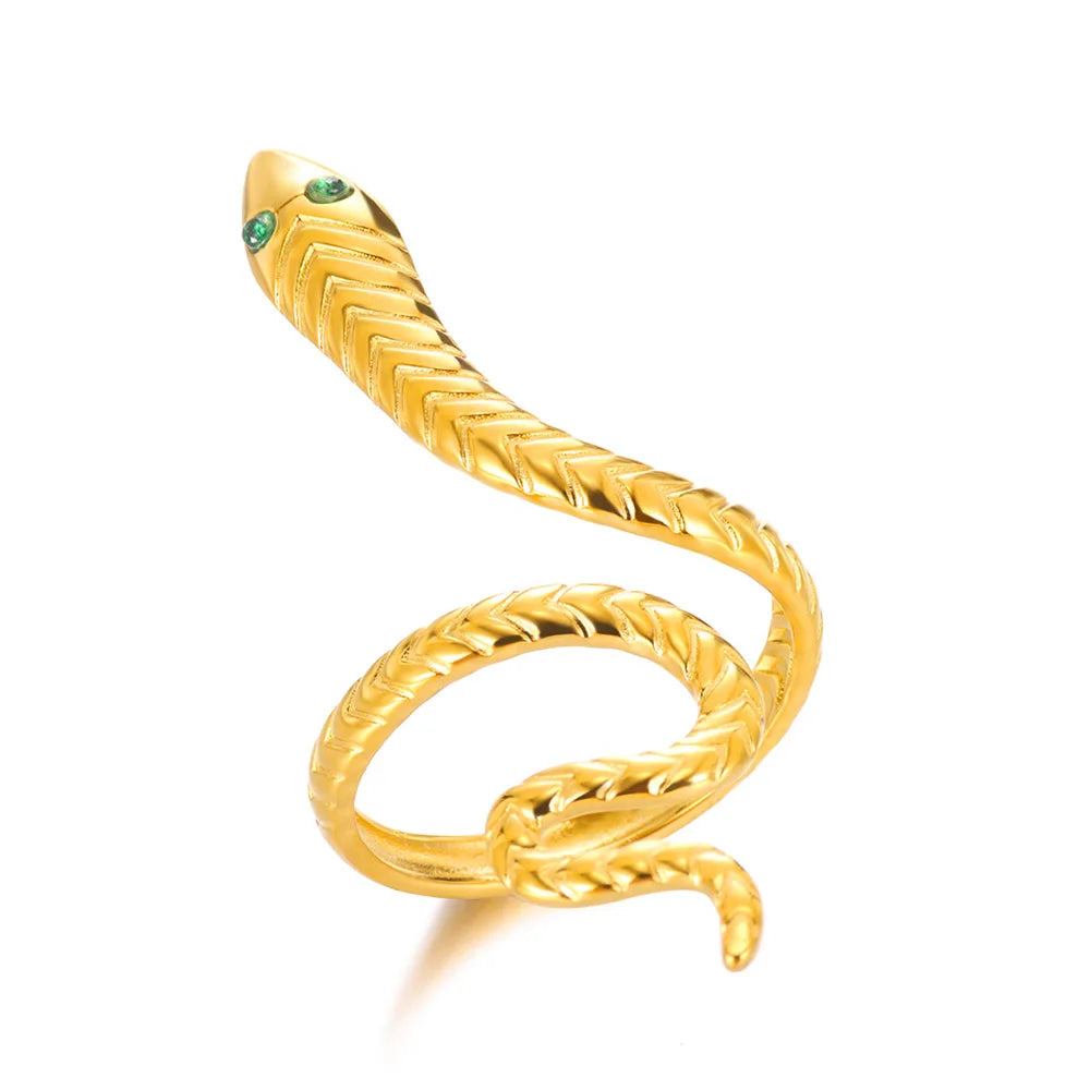 Bagues serpent en acier inoxydable plaqué or 316L pour femmes et hommes, anneau ouvert et réglable, bijoux esthétiques gothiques Vintage