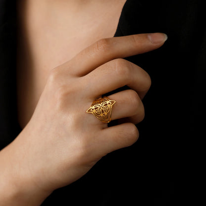 LIKGREAT bague noeud de sorcière pour femmes hommes creux en acier inoxydable bagues celtique Vintage amulette Protection Couple bijoux cadeaux