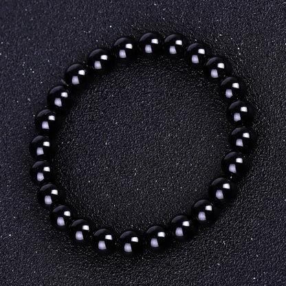 Bracelets bouddhistes tibétains en obsidienne noire pour hommes et femmes, amulette de bénédiction de prière, porte-bonheur, bijoux de médition, 4/6/8/10/12/14/16/18mm