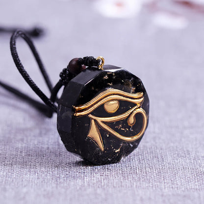 Oeil de Ra Horus Orgonite pendentif obsidienne Reiki Quartz Reiki cristal de guérison collier d'énergie réglable égyptien ancien