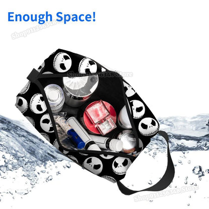 Sac à cosmétiques le cauchemar avant noël pour filles, pochette de maquillage Jack Skellington, organisateurs portables, étui de maquillage, cadeau pour femmes