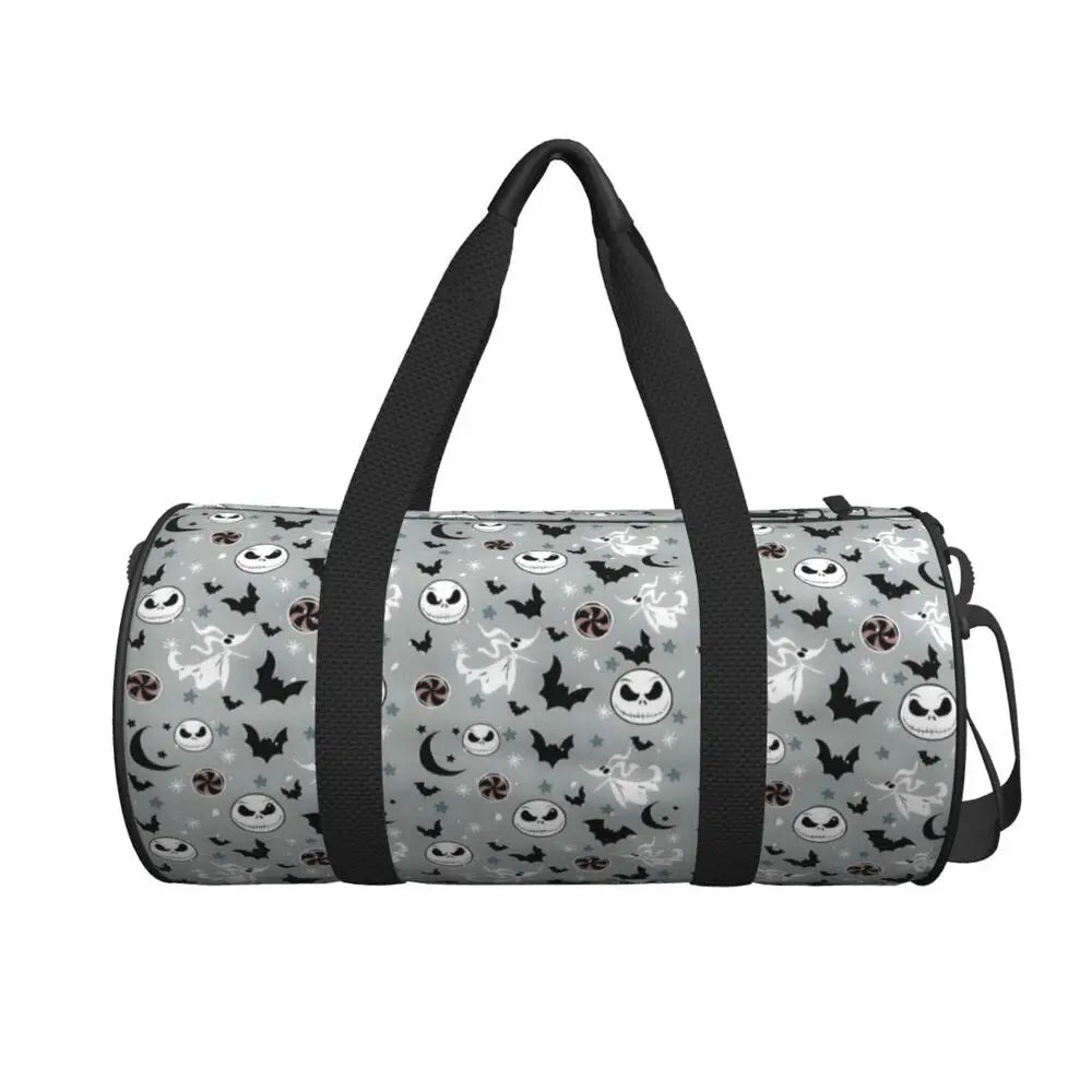 Sac fourre-tout de plage personnalisé Jack Skellington pour femmes, squelette vivant, grand compartiment, sacs de voyage pour salle de sport et plage