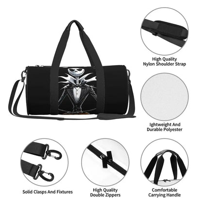Sac fourre-tout de plage personnalisé Jack Skellington pour femmes, squelette vivant, grand compartiment, sacs de voyage pour salle de sport et plage