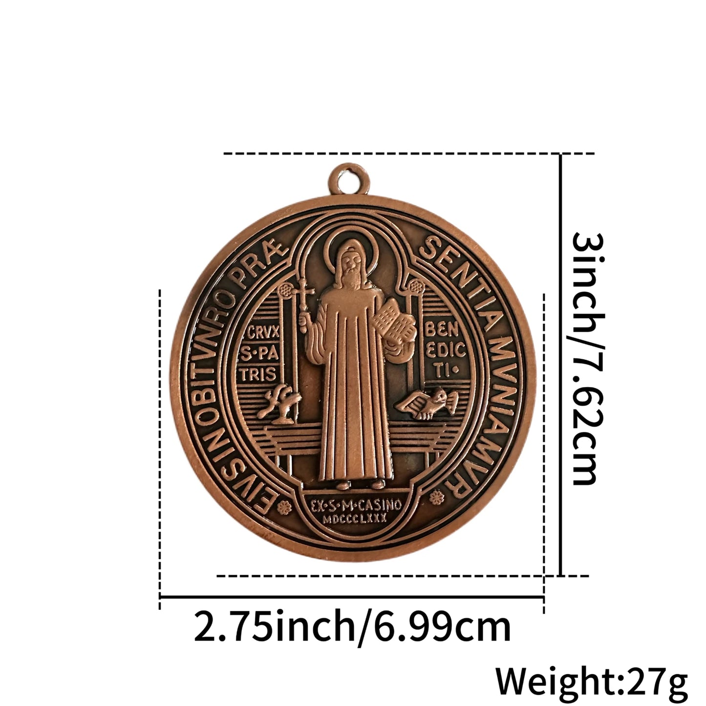 2 pièces/ensemble EXTRA grand 3 pouces ST BENEDICT croix médaille VINTAGE finition ton laiton pour affichage mural ou DESK/MEDALLA DE SAN BENITO