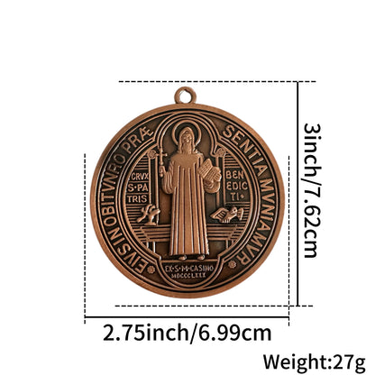 2 pièces/ensemble EXTRA grand 3 pouces ST BENEDICT croix médaille VINTAGE finition ton laiton pour affichage mural ou DESK/MEDALLA DE SAN BENITO