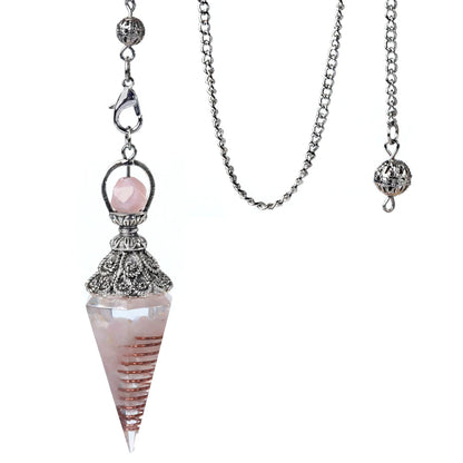 Pendentif pendule esprit pierre naturelle, chaîne en treillis, énergie porte-bonheur, résine Reiki mystérieuse pour la fabrication de bijoux, accessoires colliers